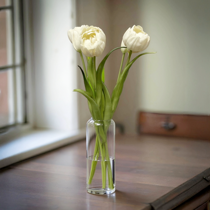 18" Fresh Touch Double Peony Tulip Bundle - White