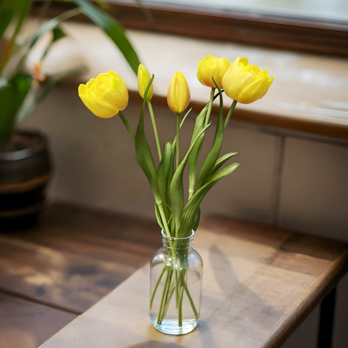 18" Fresh Touch Double Peony Tulip Bundle - Yellow