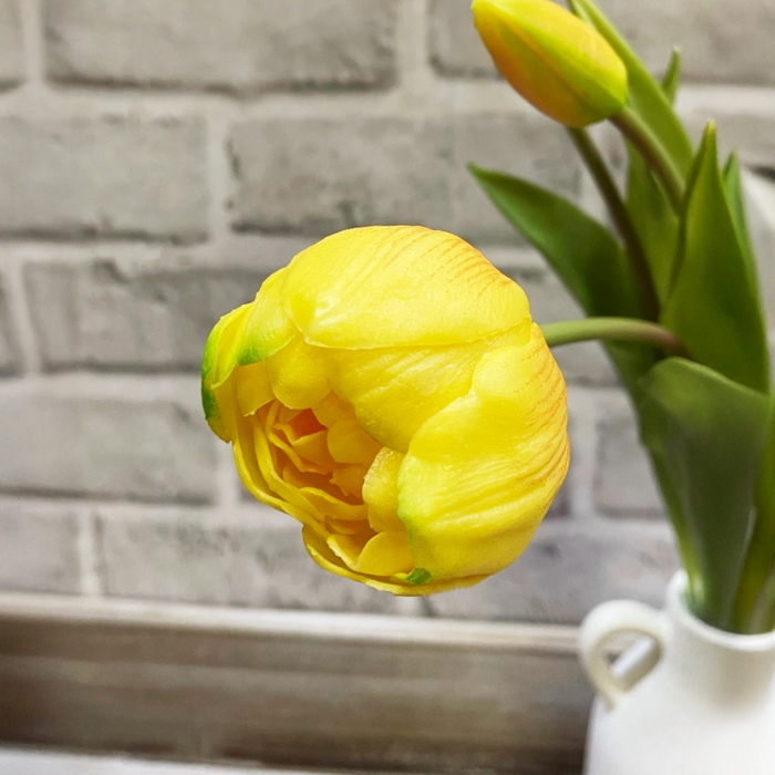 18" Fresh Touch Double Peony Tulip Bundle - Yellow