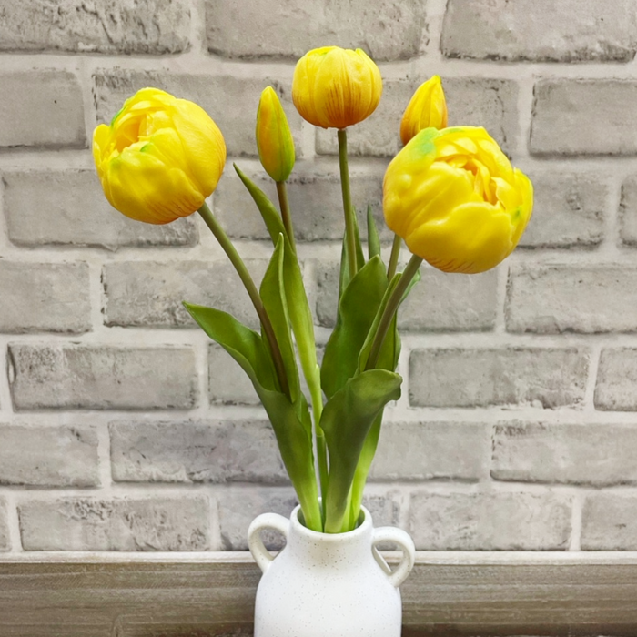 18" Fresh Touch Double Peony Tulip Bundle - Yellow