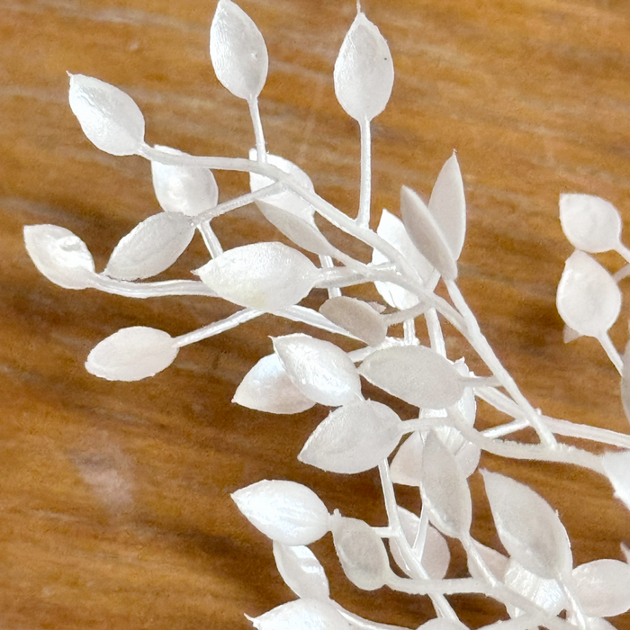 16" Artificial White Mini Leaves Bush