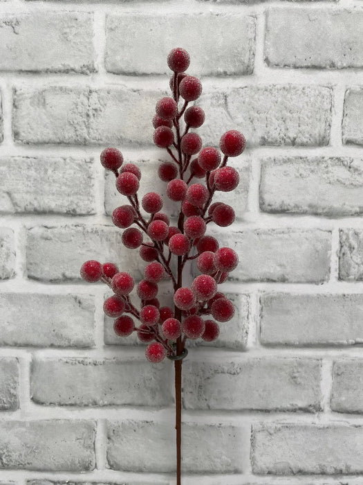 25.5" Red Iced Berry Spray