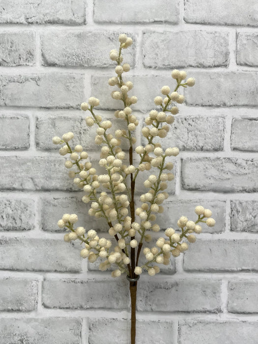 25.5" White Iced Berry Spray