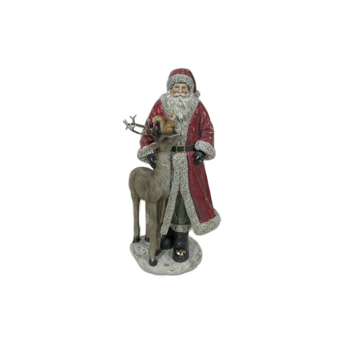 Santa with Deer Statue