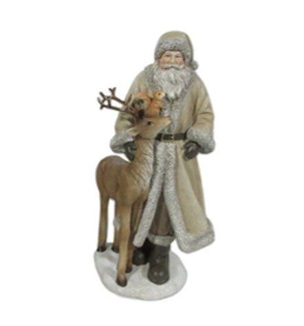 Santa with Deer Statue