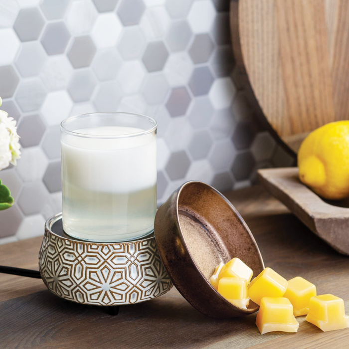 2-in-1 Fragrance Warmer - Bronze Geometric