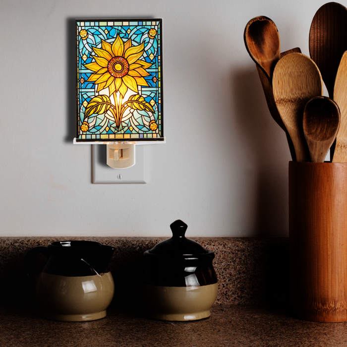 Stained Glass Sunflower Night Light