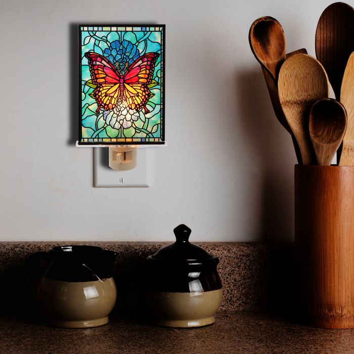 Stained Glass Butterfly Night Light