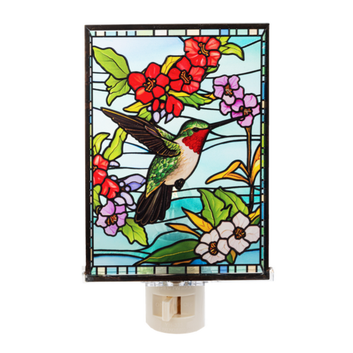Stained Glass Hummingbird Night Light