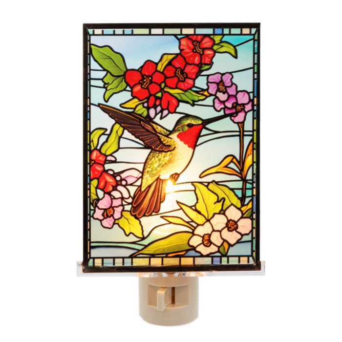 Stained Glass Hummingbird Night Light