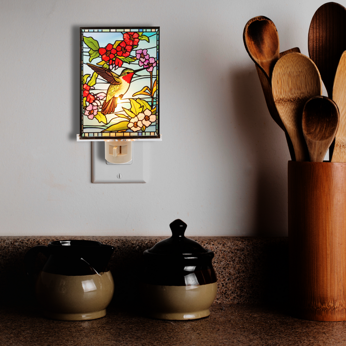 Stained Glass Hummingbird Night Light