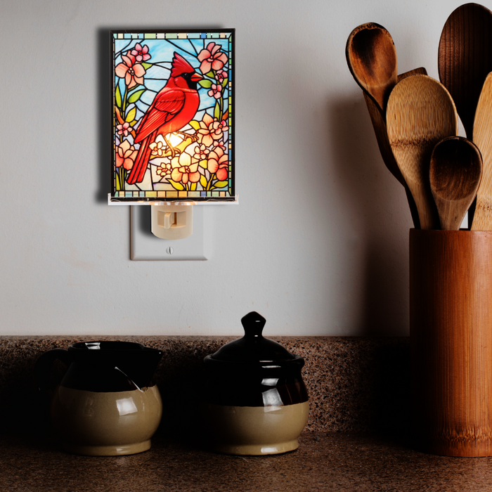 Stained Glass Cardinal Night Light