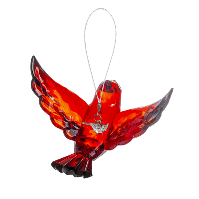 5" Acrylic Cardinal Ornament with Removeable Charm
