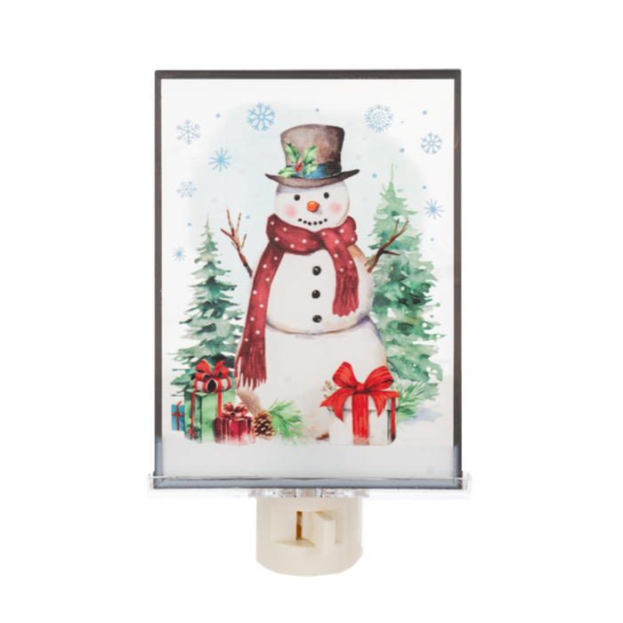 Glass Snowman Winter Scene Night Light