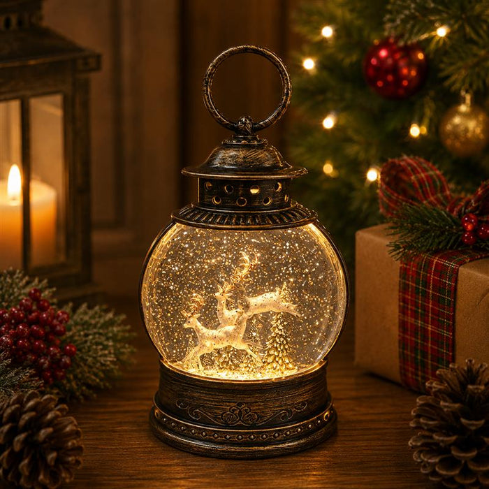 9" White Deer Snowglobe