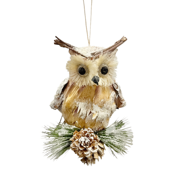 5"x7" Iced Owl with Pine Ornament