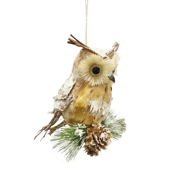 5"x7" Iced Owl with Pine Ornament