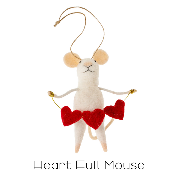 Felt Mouse Ornament - Heart Full Mouse
