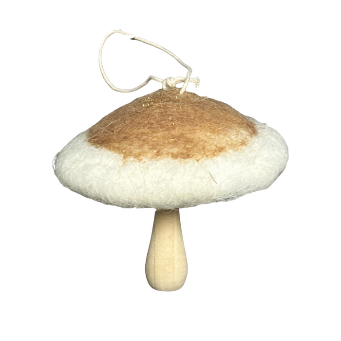 Felt Mushroom Ornament - Cream