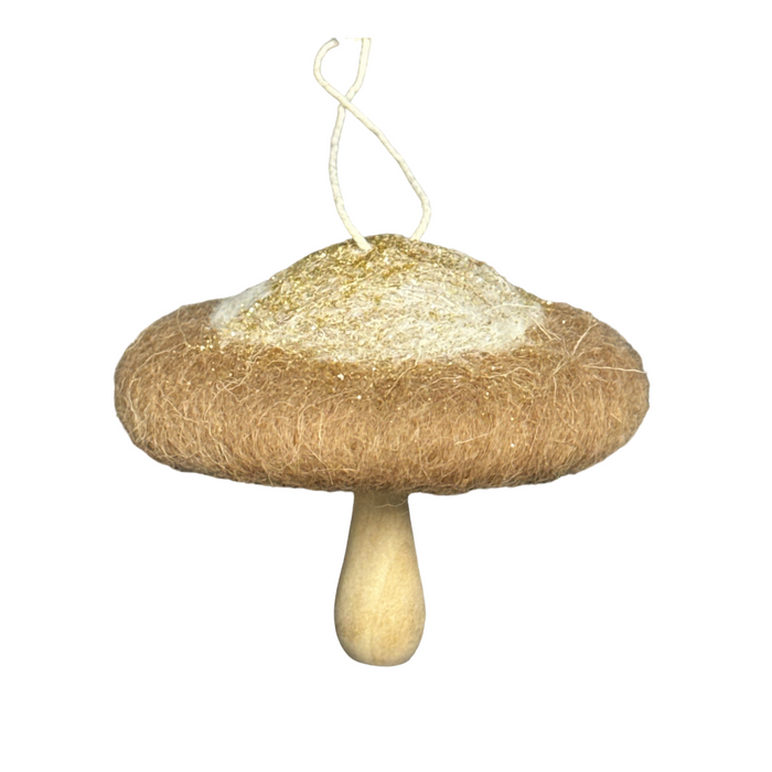 Felt Mushroom Ornament - Brown