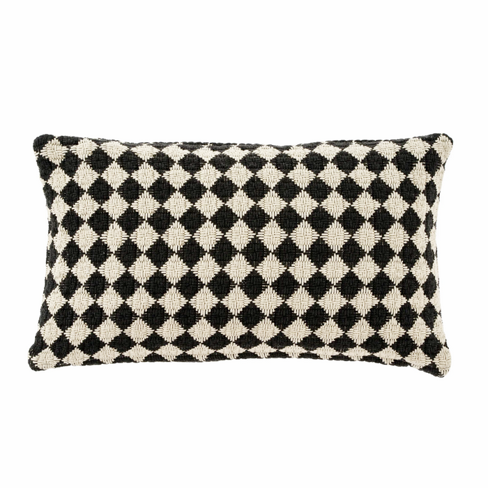 21x12 Check Weave Pillow - Black