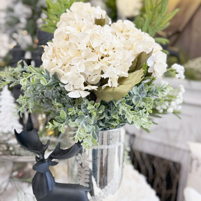 18" White Hydrangea Floral Stem