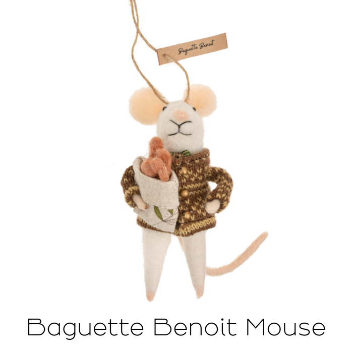 Felt Mouse Ornament - Baguette Benoit Mouse