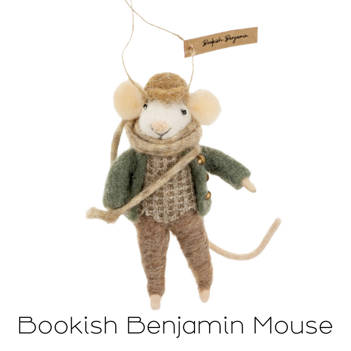Felt Mouse Ornament - Bookish Benjamin Mouse