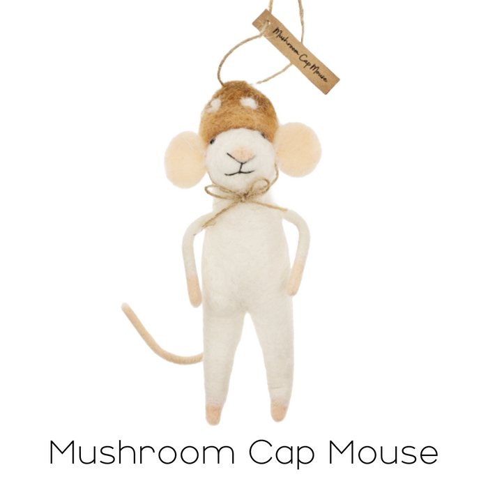 Felt Mouse Ornament - Mushroom Cap Mouse