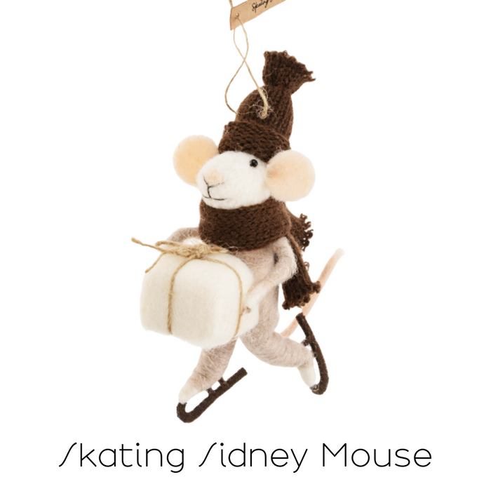 Felt Mouse Ornament - Skating Sydney Mouse