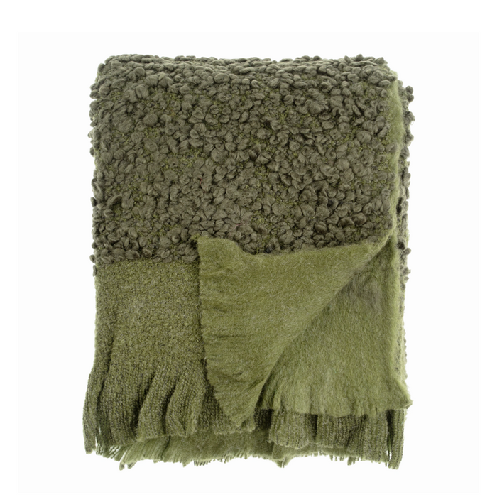 Vallnord Boucle Throw Blanket - Olive