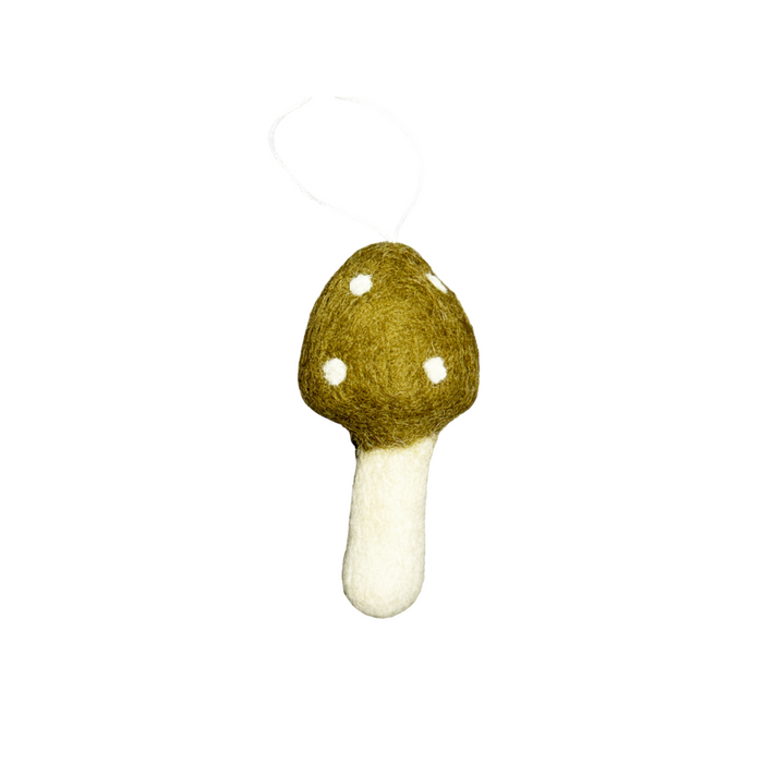 Felted Mushroom Ornament - Green