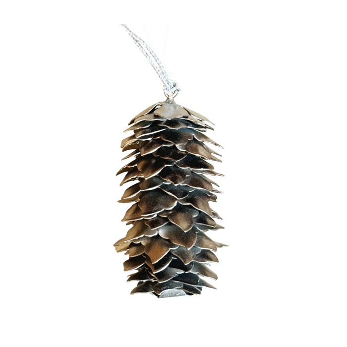 Silver Pinecone Ornament - Large