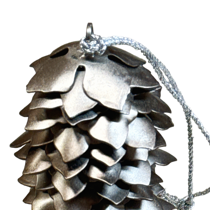 Silver Pinecone Ornament - Large