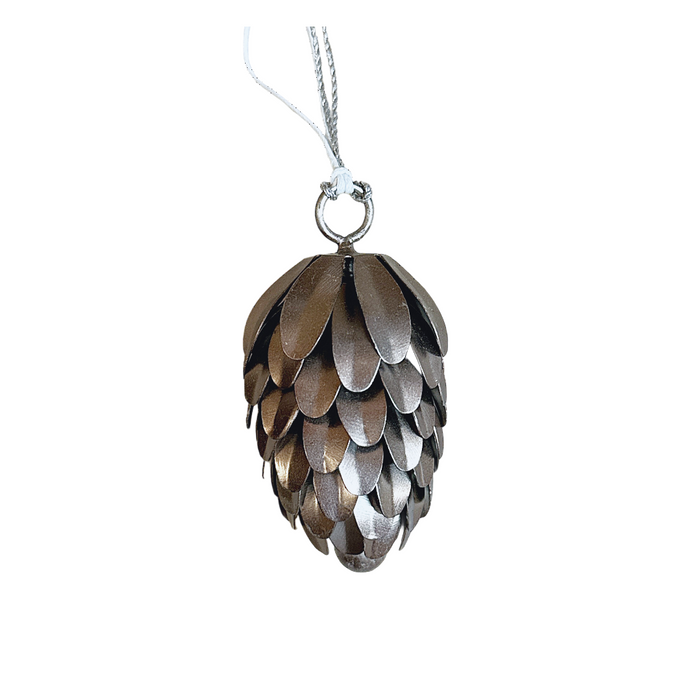 Silver Pinecone Ornament - Medium