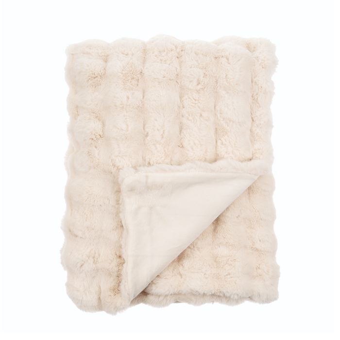 Faux Fur Cream Throw