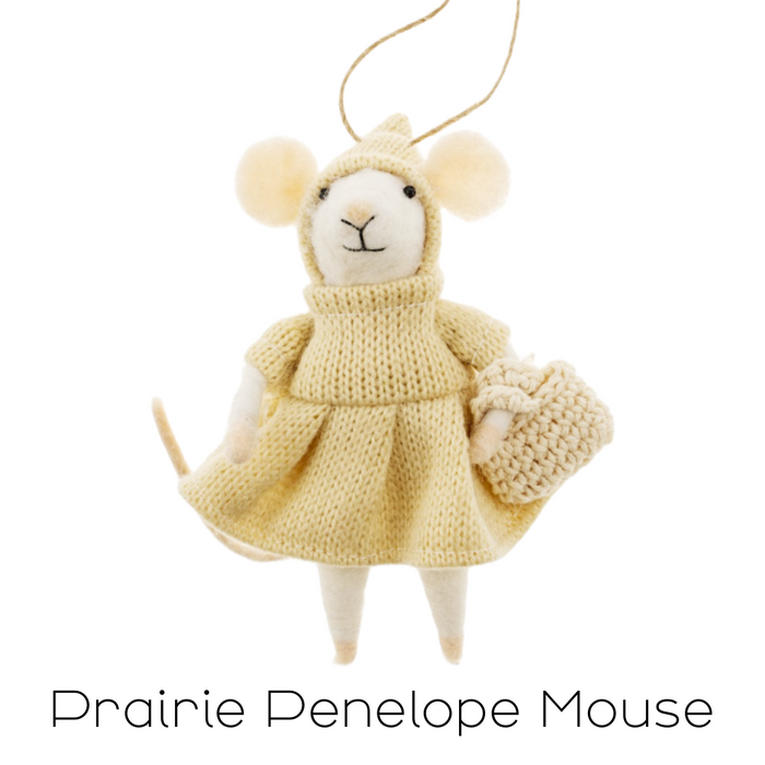 Felt Mouse Ornament - Prairie Penelope Mouse