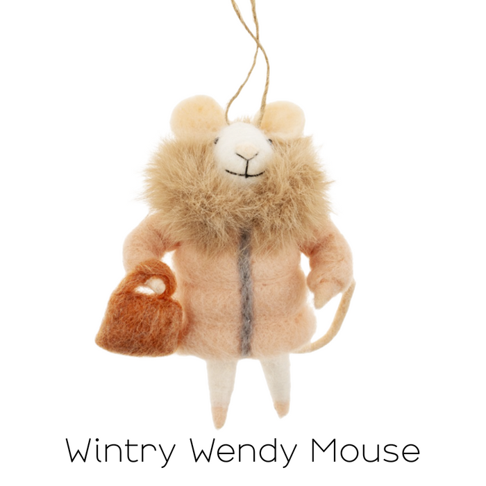 Felt Mouse Ornament - Wintry Wendy Mouse