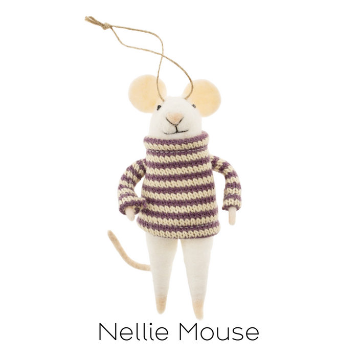 Felt Mouse Ornament - Nellie Mouse