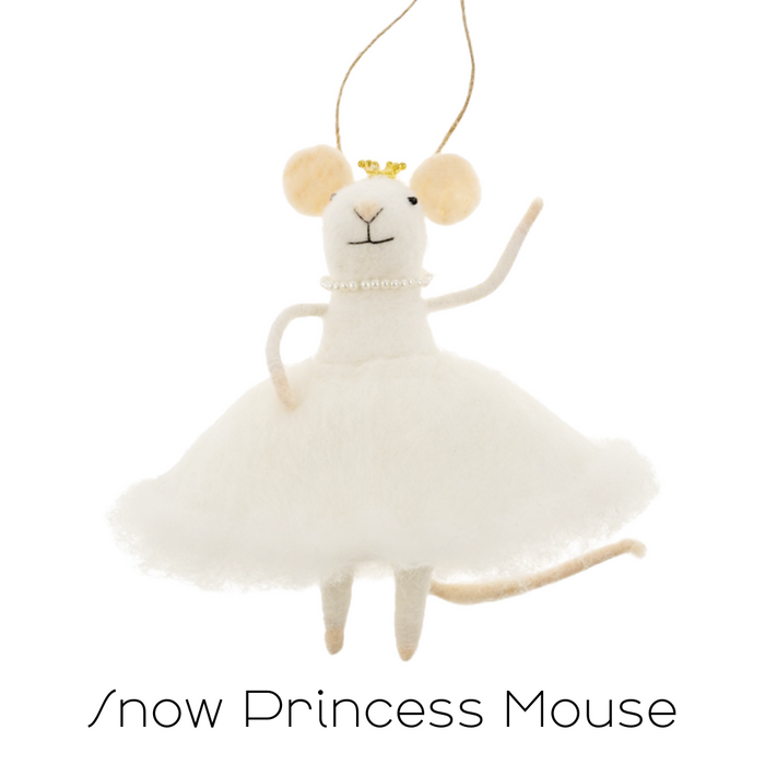 Felt Mouse Ornament - Snow Princess Mouse