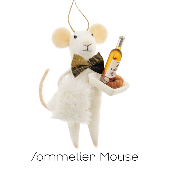 Felt Mouse Ornament - Sommelier Mouse