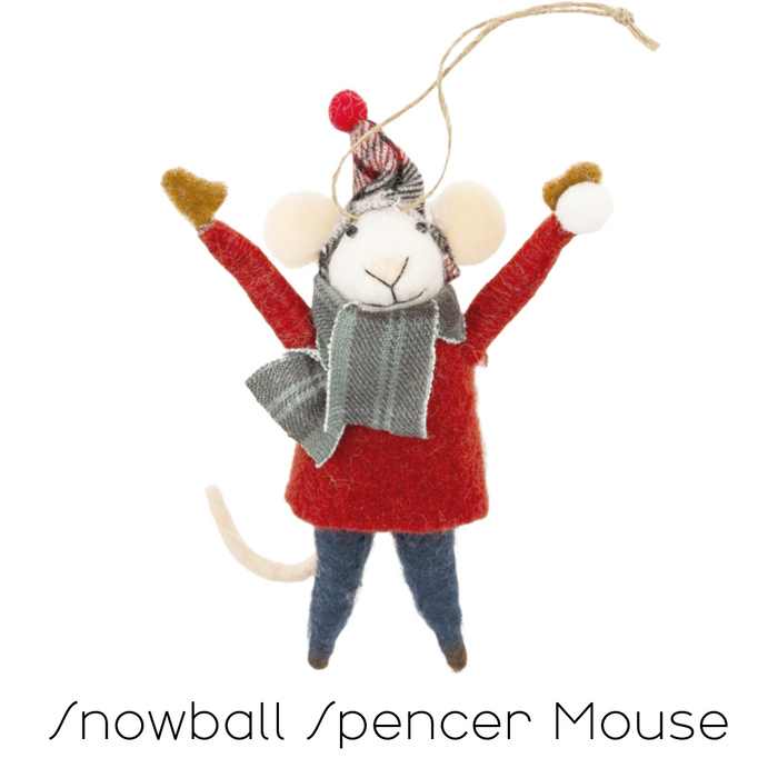 Felt Mouse Ornament - Snowball Spencer Mouse