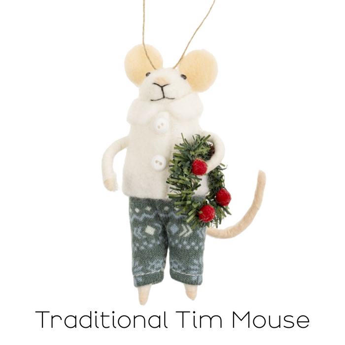 Felt Mouse Ornament - Traditional Tim Mouse