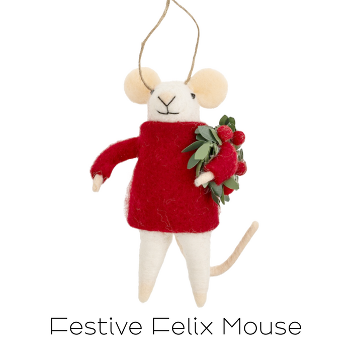 Felt Mouse Ornament - Festive Felix Mouse