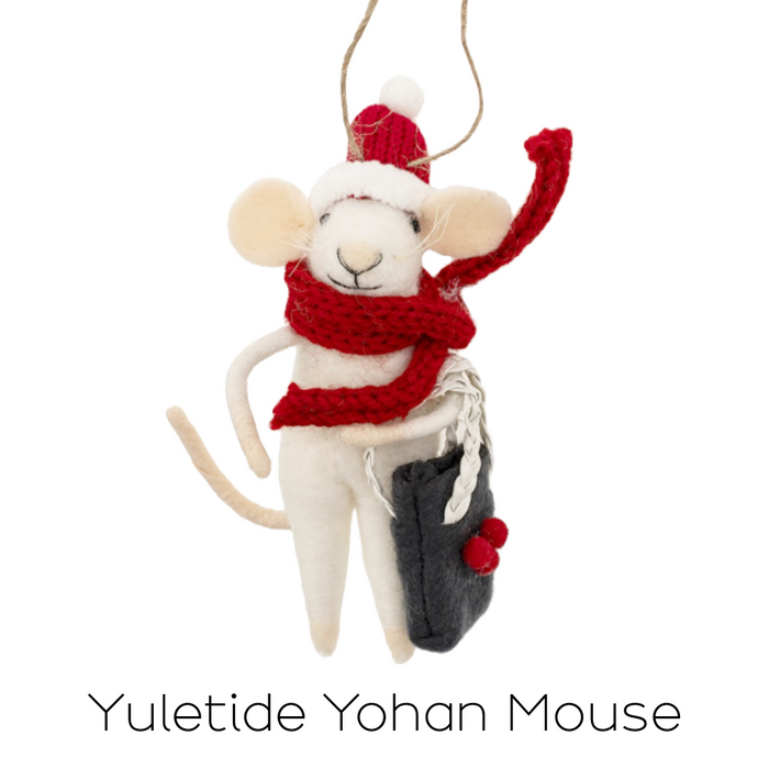 Felt Mouse Ornament - Yuletide Yohan Mouse