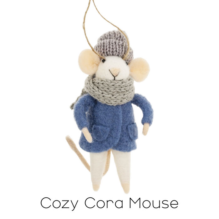 Felt Mouse Ornament - Cozy Cora Mouse