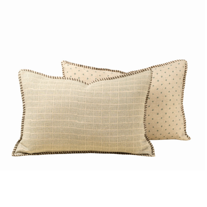 16x24 Dash & Dot Linen Pillow - Blue