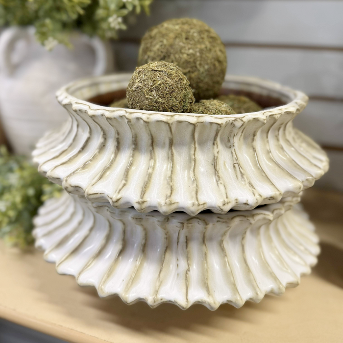 Stria Stoneware Low Vase