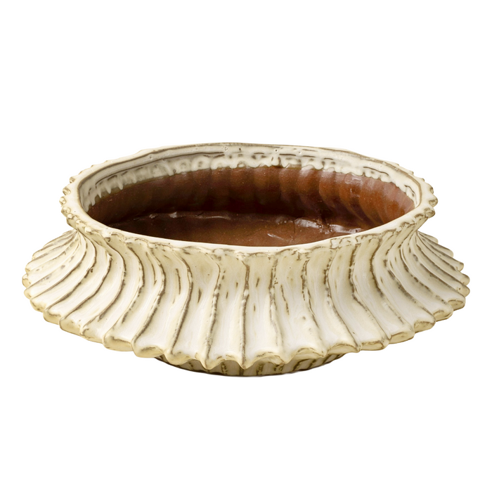 Stria Stoneware Low Vase