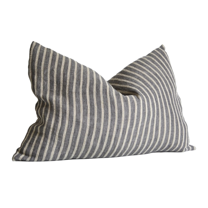 16x24 Pinstripe Linen Pillow - Grey